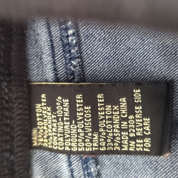 DG2 BY DIANE GILMAN FAUX LEATHER SIDE STRIPE INDIGO PULL-ON JEANS (MP) - Picture 6 of 6